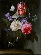 Jan Philip van Thielen Roses and a Tulip in a Glass Vase. Germany oil painting reproduction